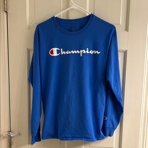 Men's Medium Champion Blue Long Sleeve Shirt